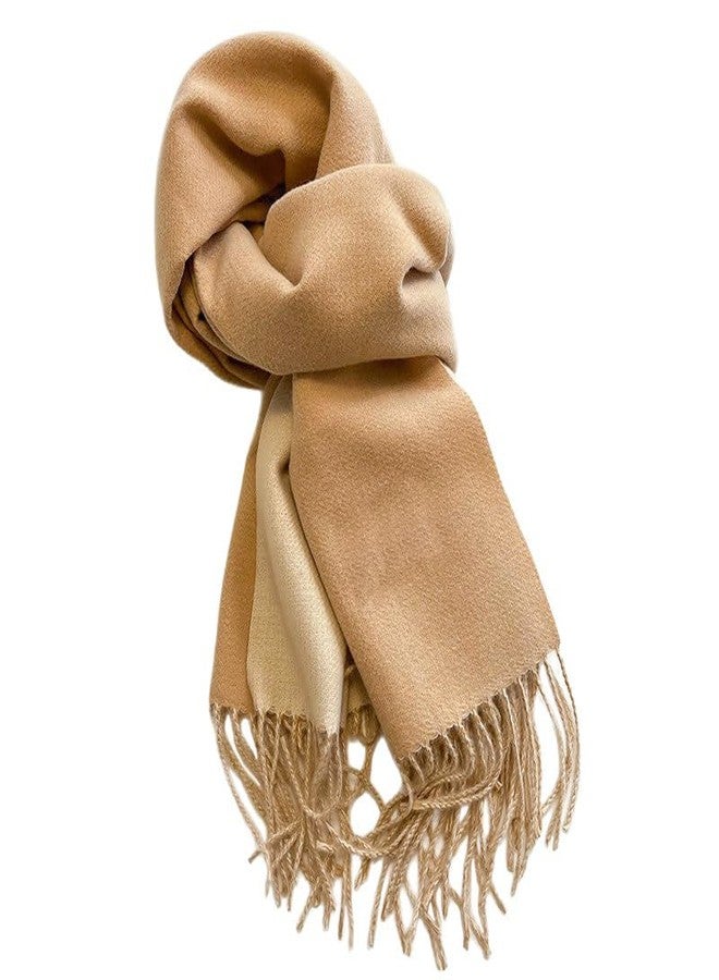 FGSS Unisex Classic Two-Tone Winter Scarf - Warm Soft Cashmere Feel Fringe Wrap Scarves for Men Women - Image 1